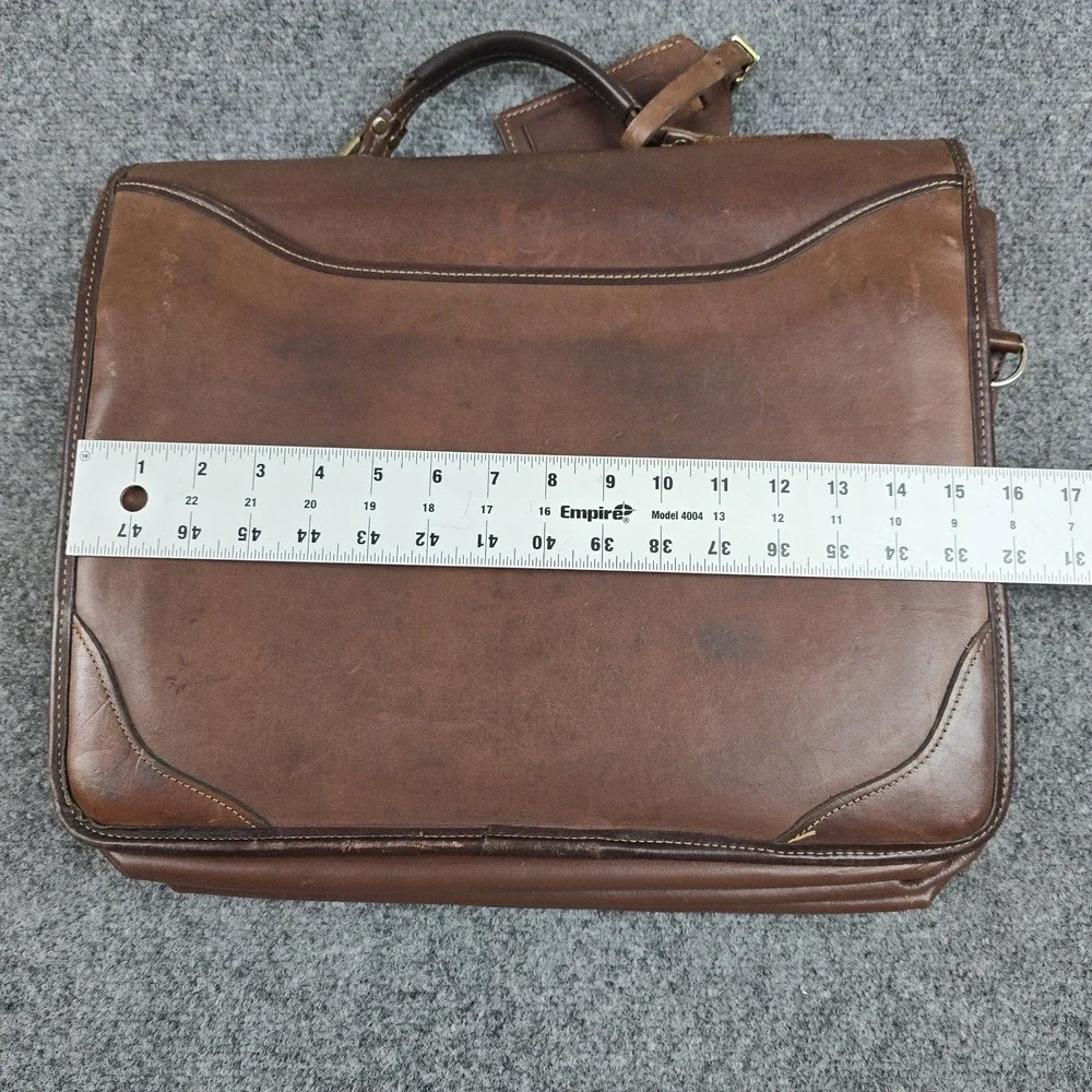 Orvis Vintage Leather Briefcase USA Brown Rawhide Messenger Bag‎ 16x13 Strap